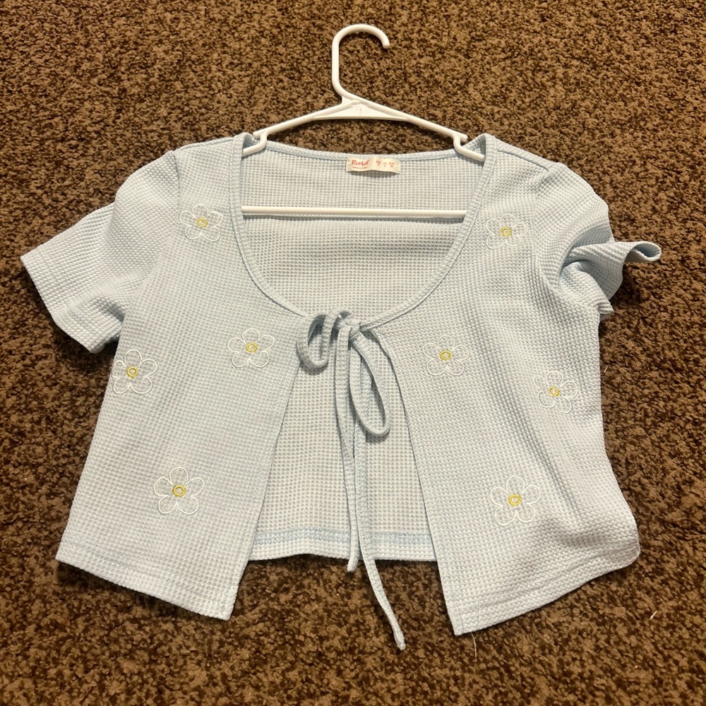 women’s blue cardigan top